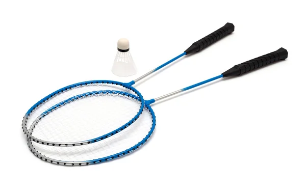 Badminton raquete em um fundo branco — Fotografia de Stock