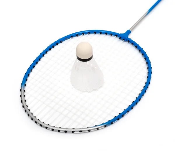 Raqueta de bádminton sobre fondo blanco — Foto de Stock