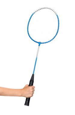 çocuğun el beyaz badminton raket tutarak
