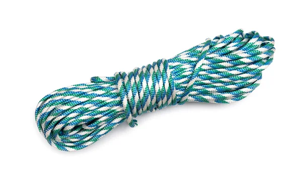Corda de nylon enrolado isolada no fundo branco — Fotografia de Stock