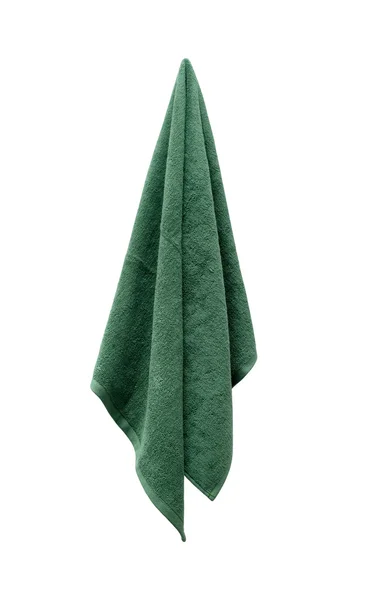 Asciugamano verde su sfondo bianco — Foto Stock