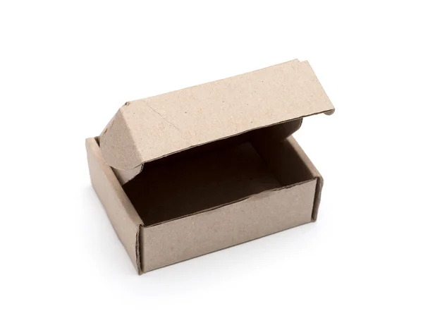 Caixa de papelão isolada no fundo branco — Fotografia de Stock