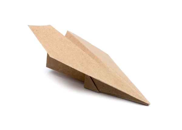 Brown Paper aircraft, Paper Plane on a white background — Stock Photo, Image