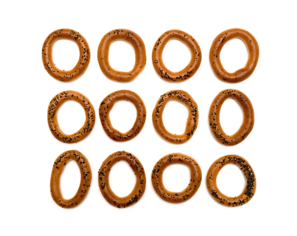 Ring bagels on a white background — Stock Photo, Image