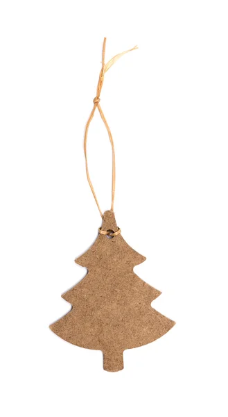 白い背景の上の木製のクリスマス ツリー — ストック写真