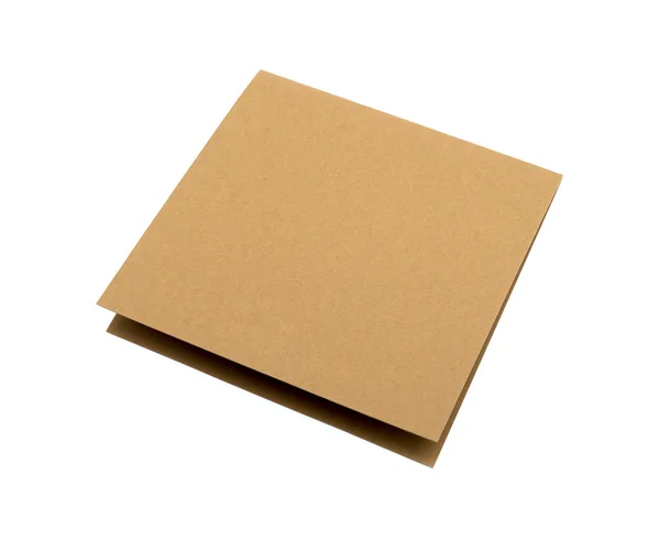 Placa de cartão de papel marrom isolada no fundo branco — Fotografia de Stock