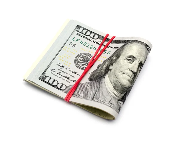 100 dollár bankjegyek elkülönített fehér alapon — Stock Fotó