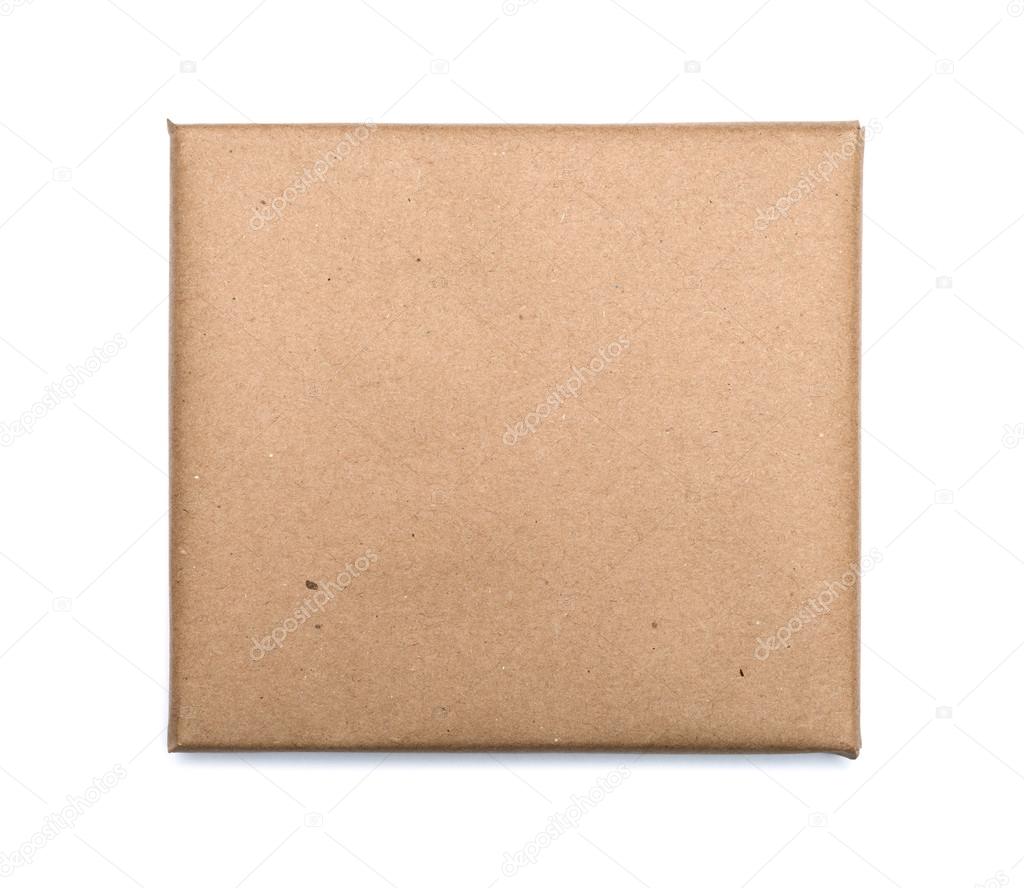 Parcel wrapped with brown kraft paper