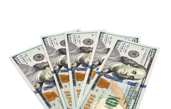 Dinheiro dólares americanos em um fundo branco — Fotografia de Stock