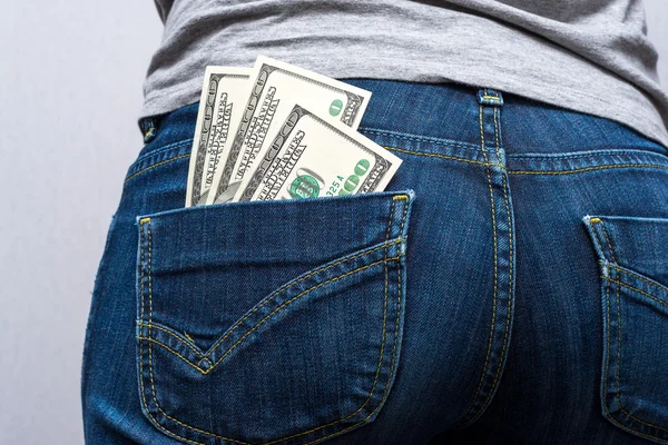 Pénz a zsebében — Stock Fotó