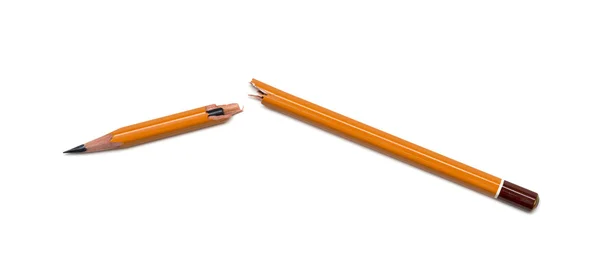 Lápis quebrado em um fundo branco — Fotografia de Stock