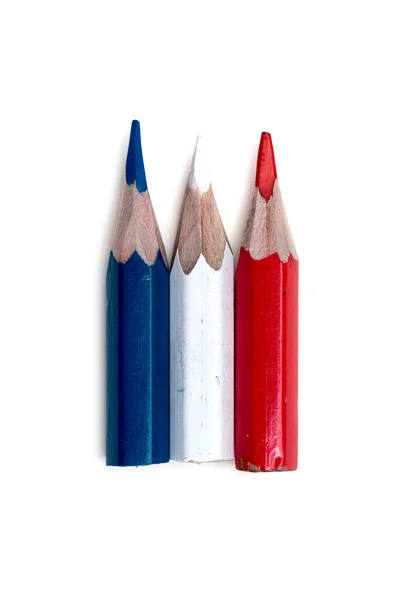 Tres pequeños lápices de colores usados —  Fotos de Stock
