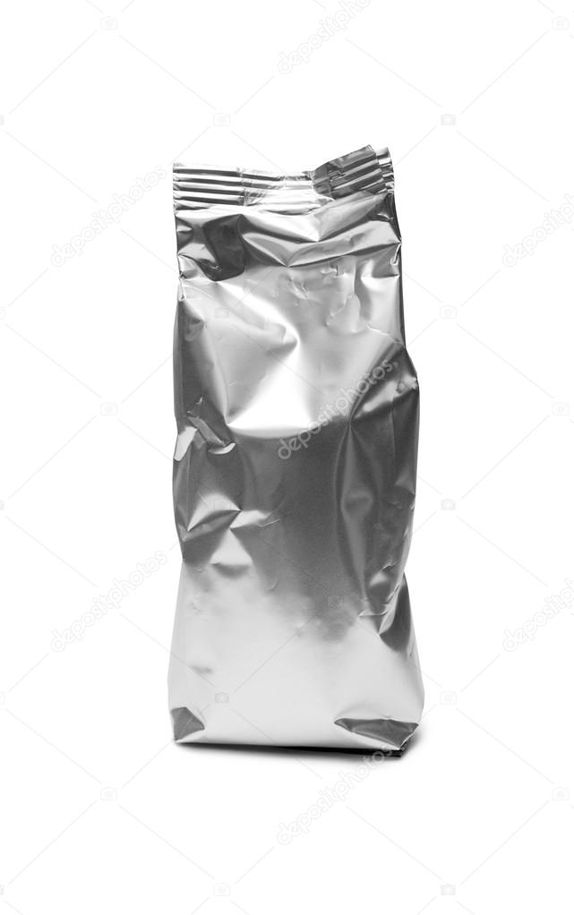 Foil package with isolated white background