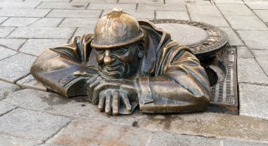 bronz heykel denilen adam iş, bratislava, Slovakya