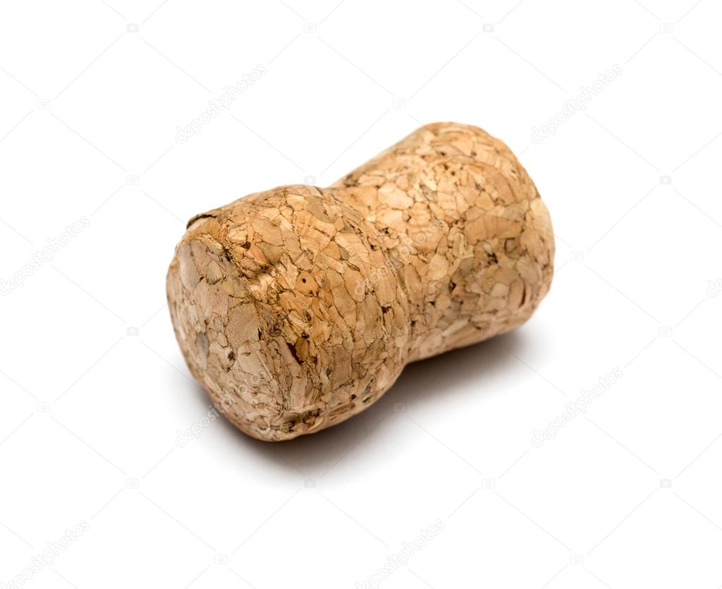 wine cork isolated on white background closeup shot