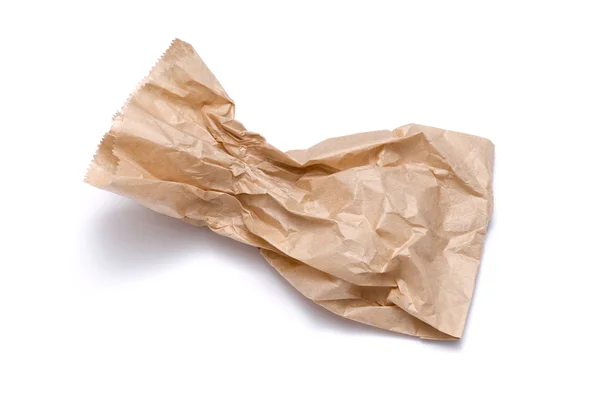 Brązowa papierowa torba izolowana na białym — Zdjęcie stockowe
