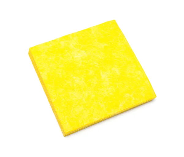 Žluté ubrousky pro čištění. Na bílém pozadí — Stock fotografie