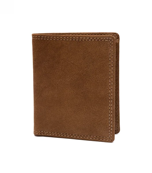 Brun läder plånbok isolerad på vit bakgrund. — Stockfoto