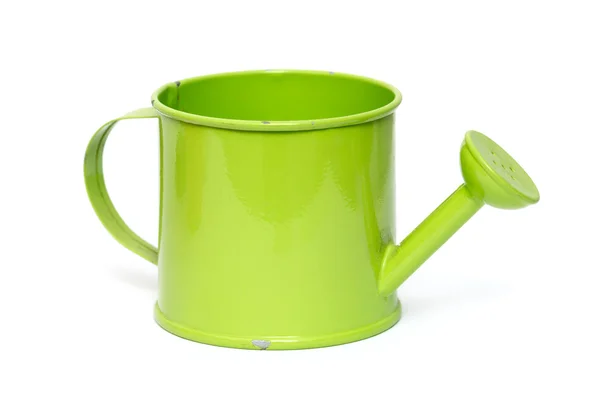 Gardening: little green watering can, isolated on white backgrou — Stock Photo, Image