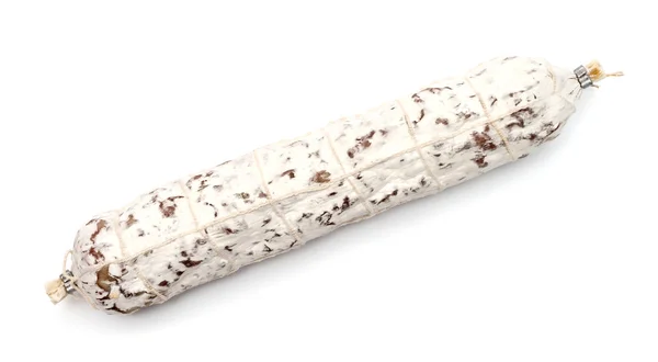 Bastone salsiccia affumicato isolato su sfondo bianco — Foto Stock