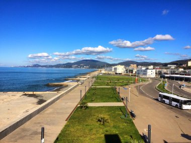 Caucasus, Sochi, Rusya Federasyonu: Şehirde Adler, sabah deniz plaj