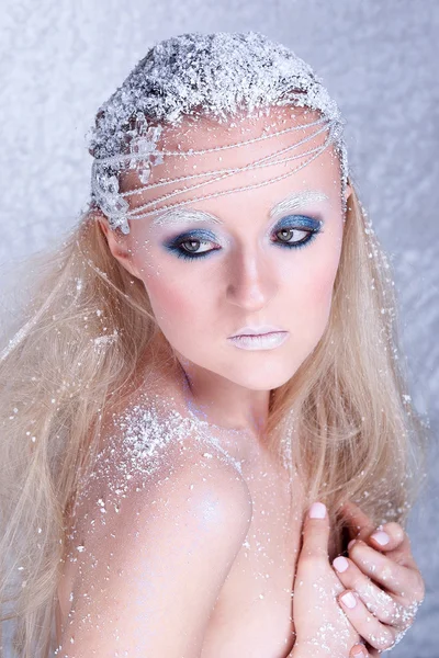 Portrait of a beautiful girl in the frost Royalty Free Stock Photos