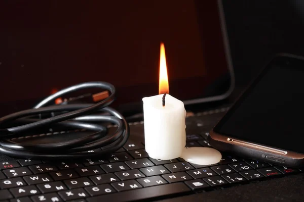 Lilin Di Laptop — Stok Foto