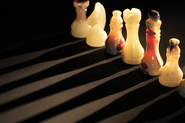 Onyx šachové figurky — Stock fotografie