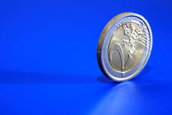 European Coin On Blue — Stock Photo, Image