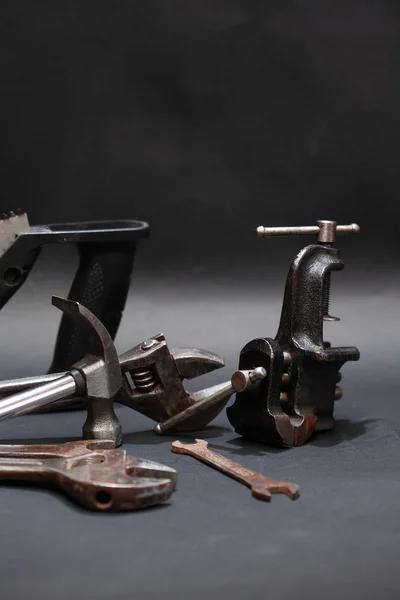 Old Tools On Dark — Stock Photo, Image