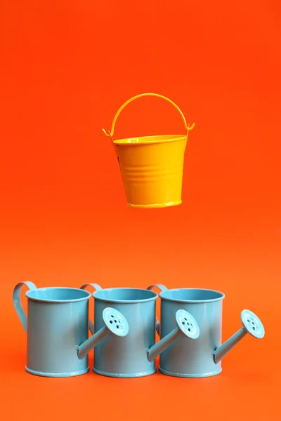 Watering Cans And Bucket — Stock Photo, Image