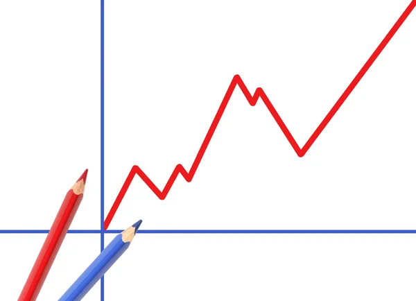 Bleistifte auf Diagramm — Stockfoto