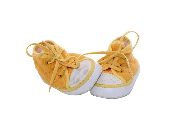 Sapatos de bebê amarelo — Fotografia de Stock