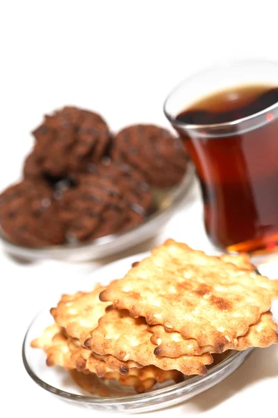 Crackers And Tea — Stock Photo, Image