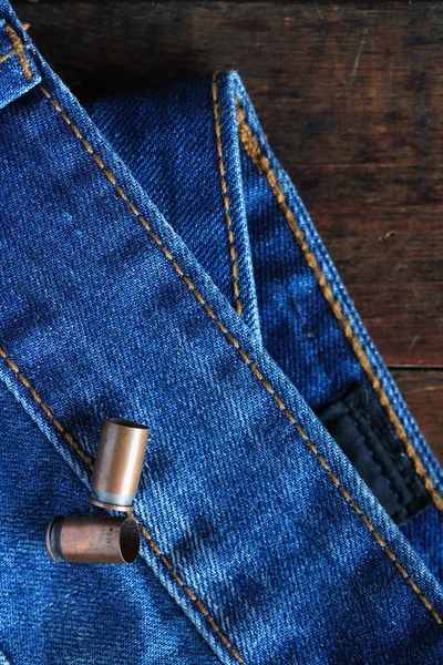 Cartridges On Denim — Stock Photo, Image