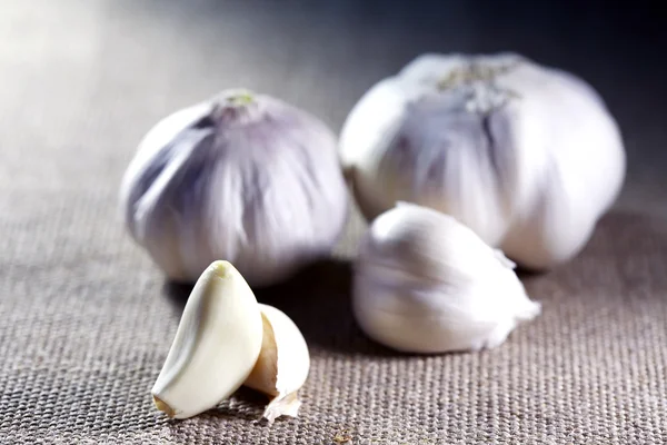 Garlic On Canvas — Stock Photo, Image