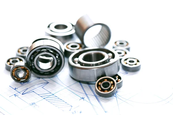 Ballbearings On Blueprint — Stock Photo, Image