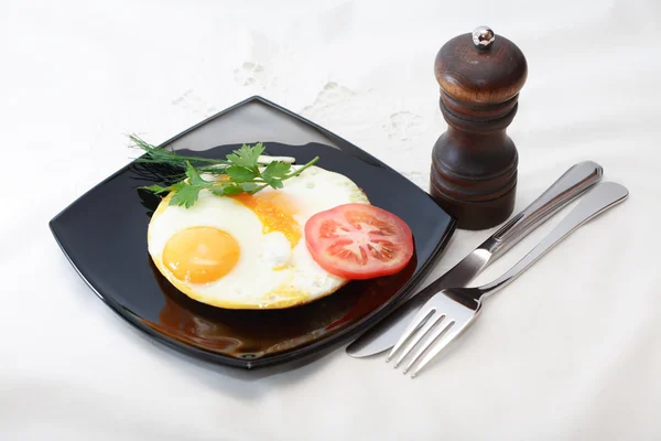 Fried Eggs On Plate — Stock Photo, Image