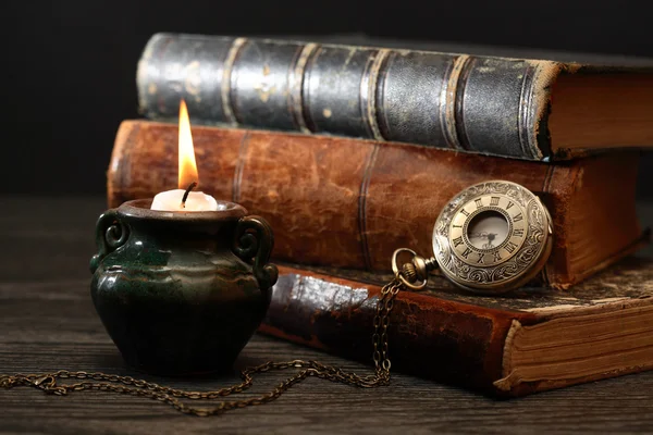 Candle And Books — Stock Photo, Image