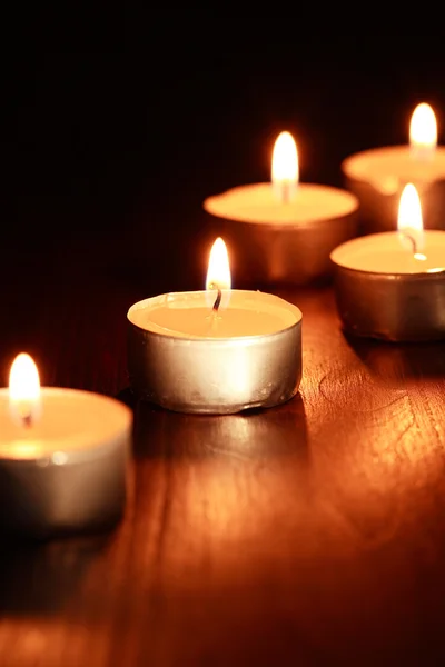 Candles On Wood Stock Image