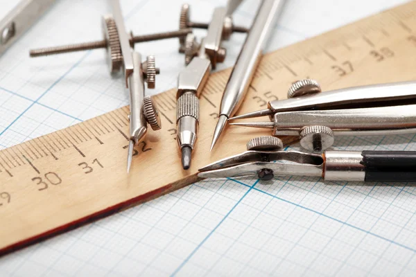 Conjunto de instrumentos de desenho — Fotografia de Stock