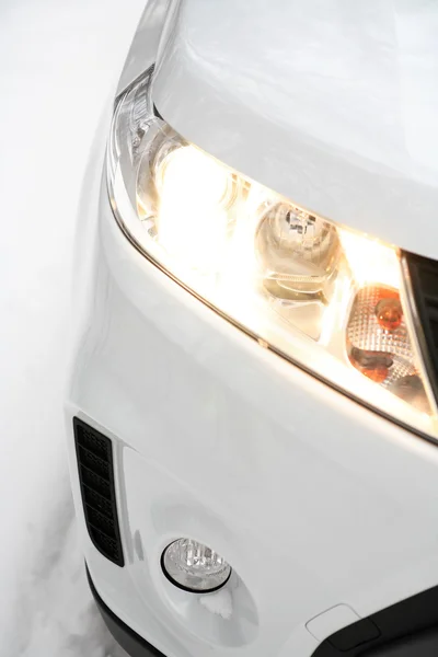 Car with Lighting Headlights — стоковое фото
