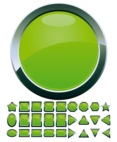 Set de 28 botones de cristal verde — Vector de stock