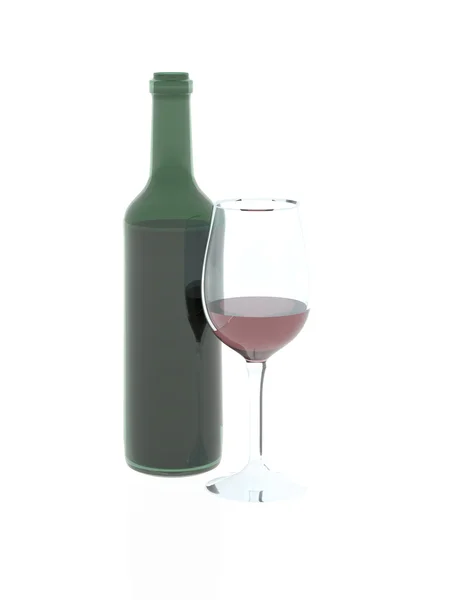 Flasche und Glas Wein — Stockfoto