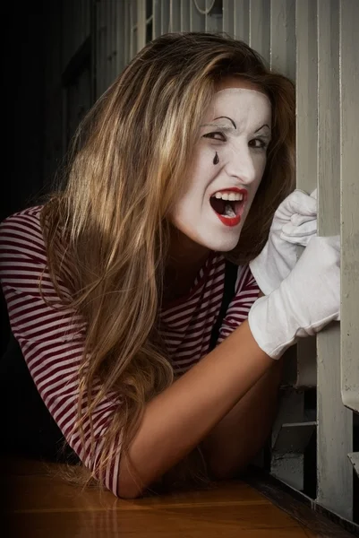 Portrait dramatic mime actor . Close-up — Stock Photo, Image