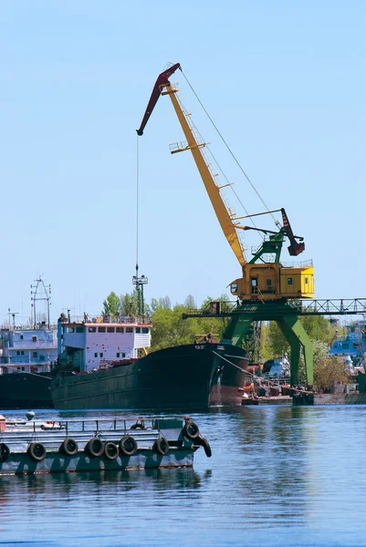 Cargo cranes on blue — Stock Photo, Image