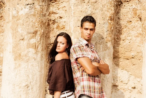 Guy and girl on nature — Stock Photo, Image