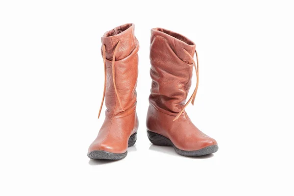 Hnědé ženské boty — Stock fotografie