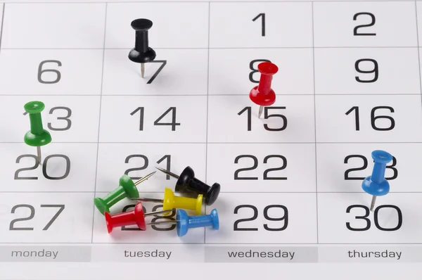 Calendario con spilli — Foto Stock