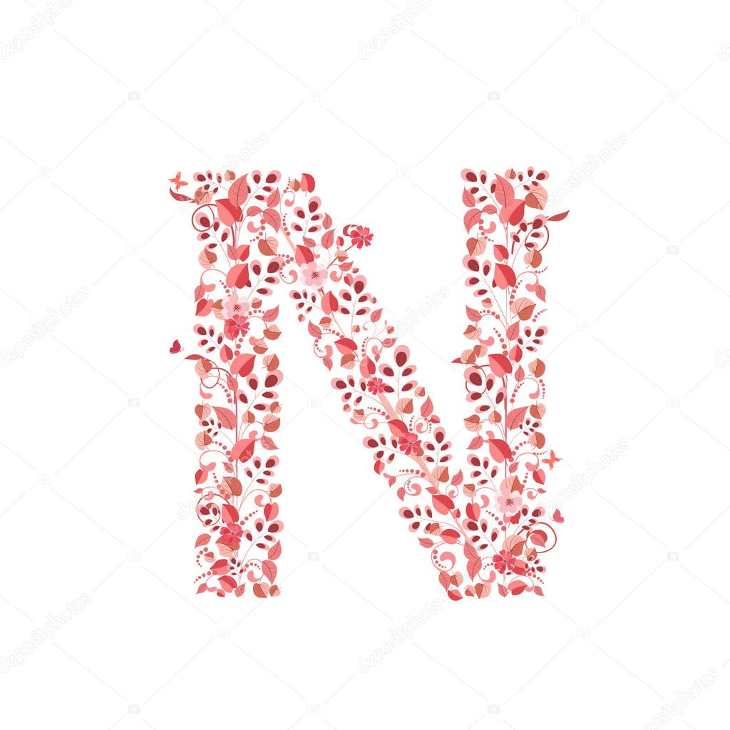 Floral letter N — Stock Vector © Oksana 57570075